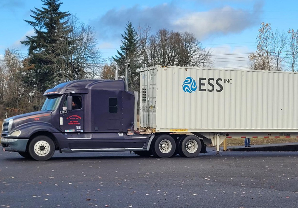 ESS Inc. Energy Warehouse ESS Energy Warehouse leaving the factory on a truck.