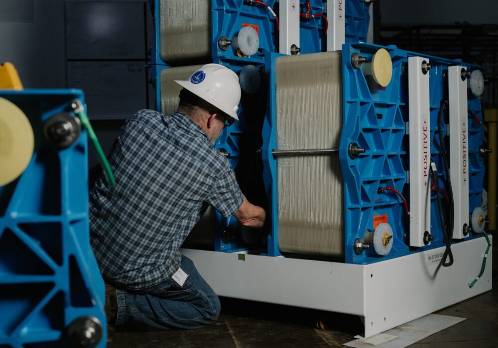 ESS factory floor Working on ESS iron flow batteries in the factory img