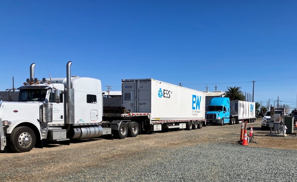 SMUD delivery ESS iron flow batteries being delivered to SMUD site img