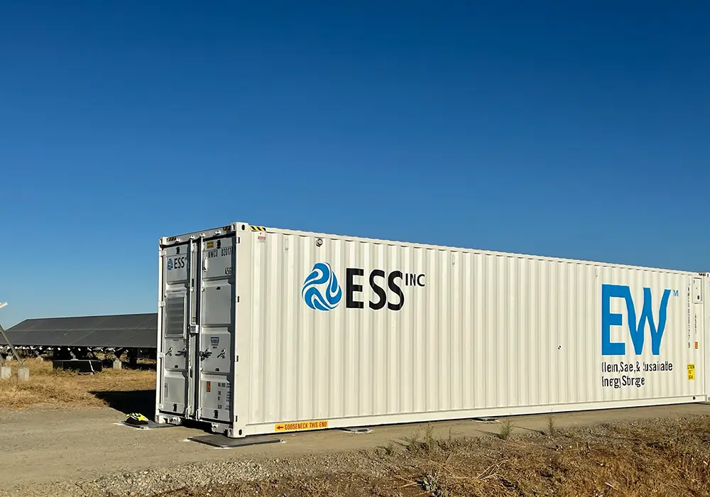 ESS Energy Warehouse EW co-located near solar array